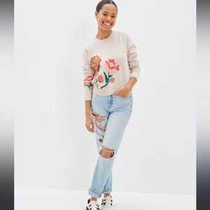 NWOT American Eagle Floral Cropped Sweater